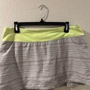 Lululemon Athletica Skirt with Lime Waistband and Gray Stripes